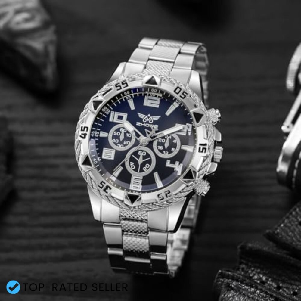 Classic Business Analog Quartz Wristwatch Big Face Stainless Steel Bracelet - Picture 4 of 7